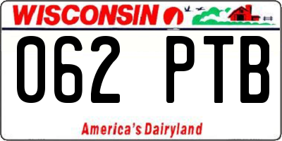 WI license plate 062PTB
