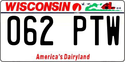 WI license plate 062PTW