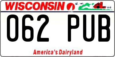 WI license plate 062PUB