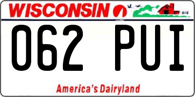 WI license plate 062PUI
