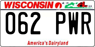 WI license plate 062PWR