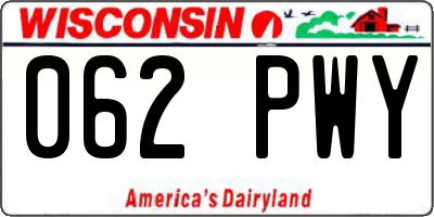 WI license plate 062PWY