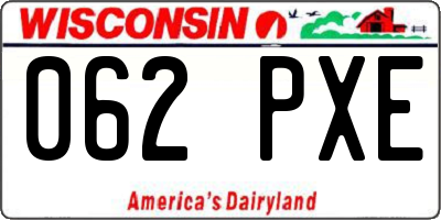 WI license plate 062PXE