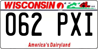 WI license plate 062PXI