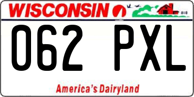 WI license plate 062PXL