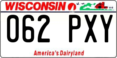 WI license plate 062PXY