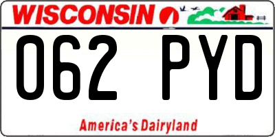 WI license plate 062PYD
