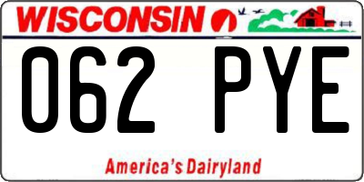 WI license plate 062PYE