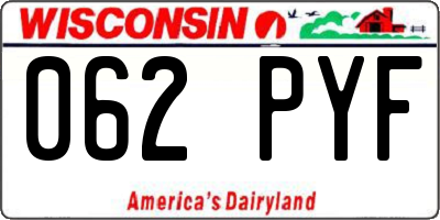 WI license plate 062PYF