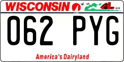 WI license plate 062PYG