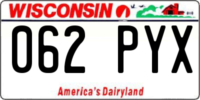 WI license plate 062PYX