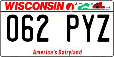 WI license plate 062PYZ