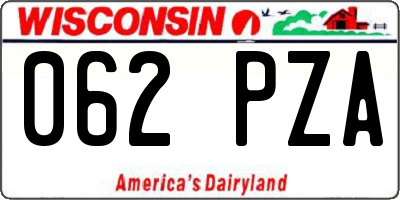 WI license plate 062PZA