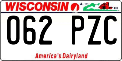 WI license plate 062PZC