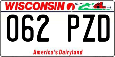 WI license plate 062PZD
