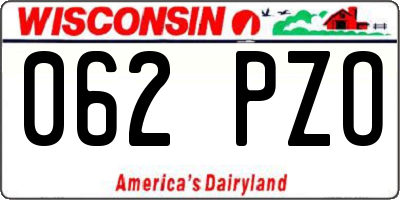 WI license plate 062PZO