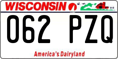 WI license plate 062PZQ