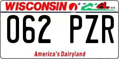 WI license plate 062PZR