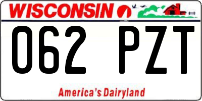 WI license plate 062PZT