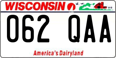WI license plate 062QAA