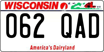 WI license plate 062QAD