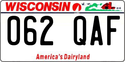 WI license plate 062QAF