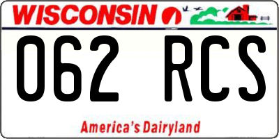 WI license plate 062RCS