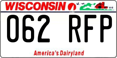 WI license plate 062RFP