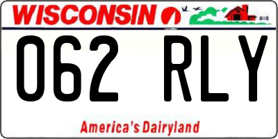WI license plate 062RLY