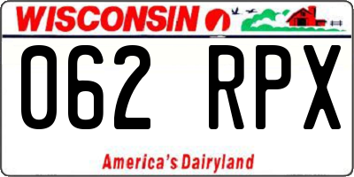 WI license plate 062RPX