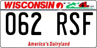 WI license plate 062RSF
