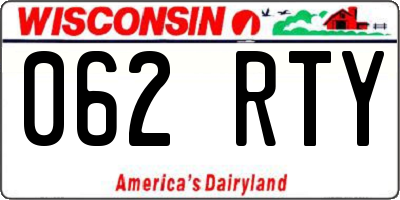 WI license plate 062RTY