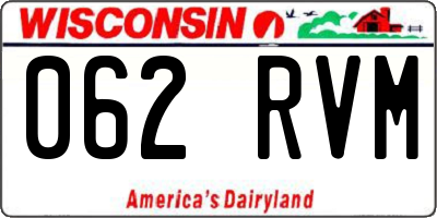 WI license plate 062RVM