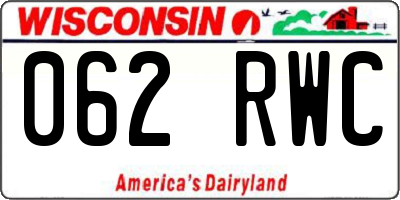 WI license plate 062RWC