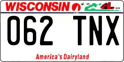 WI license plate 062TNX