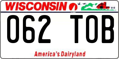 WI license plate 062TOB