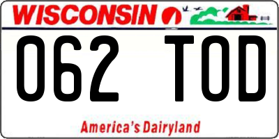 WI license plate 062TOD