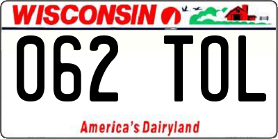 WI license plate 062TOL