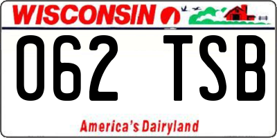 WI license plate 062TSB