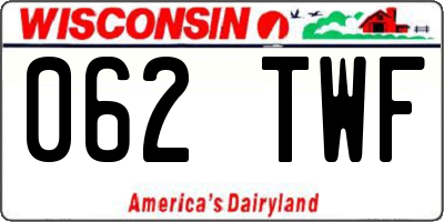 WI license plate 062TWF