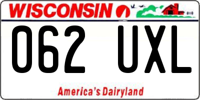 WI license plate 062UXL