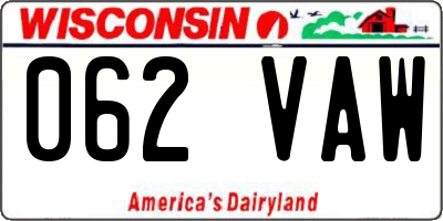 WI license plate 062VAW