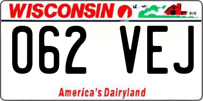 WI license plate 062VEJ