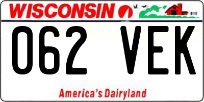 WI license plate 062VEK