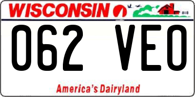 WI license plate 062VEO