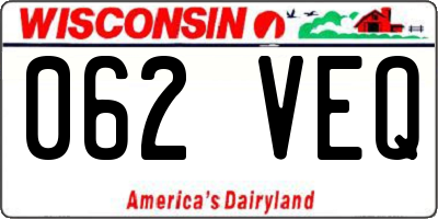 WI license plate 062VEQ