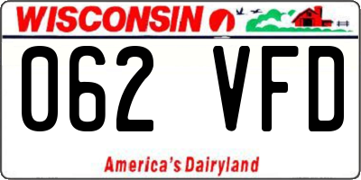 WI license plate 062VFD