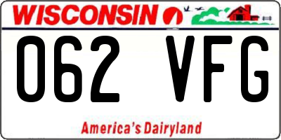 WI license plate 062VFG