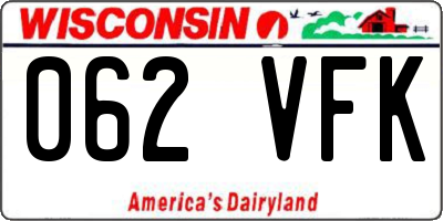 WI license plate 062VFK