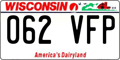 WI license plate 062VFP